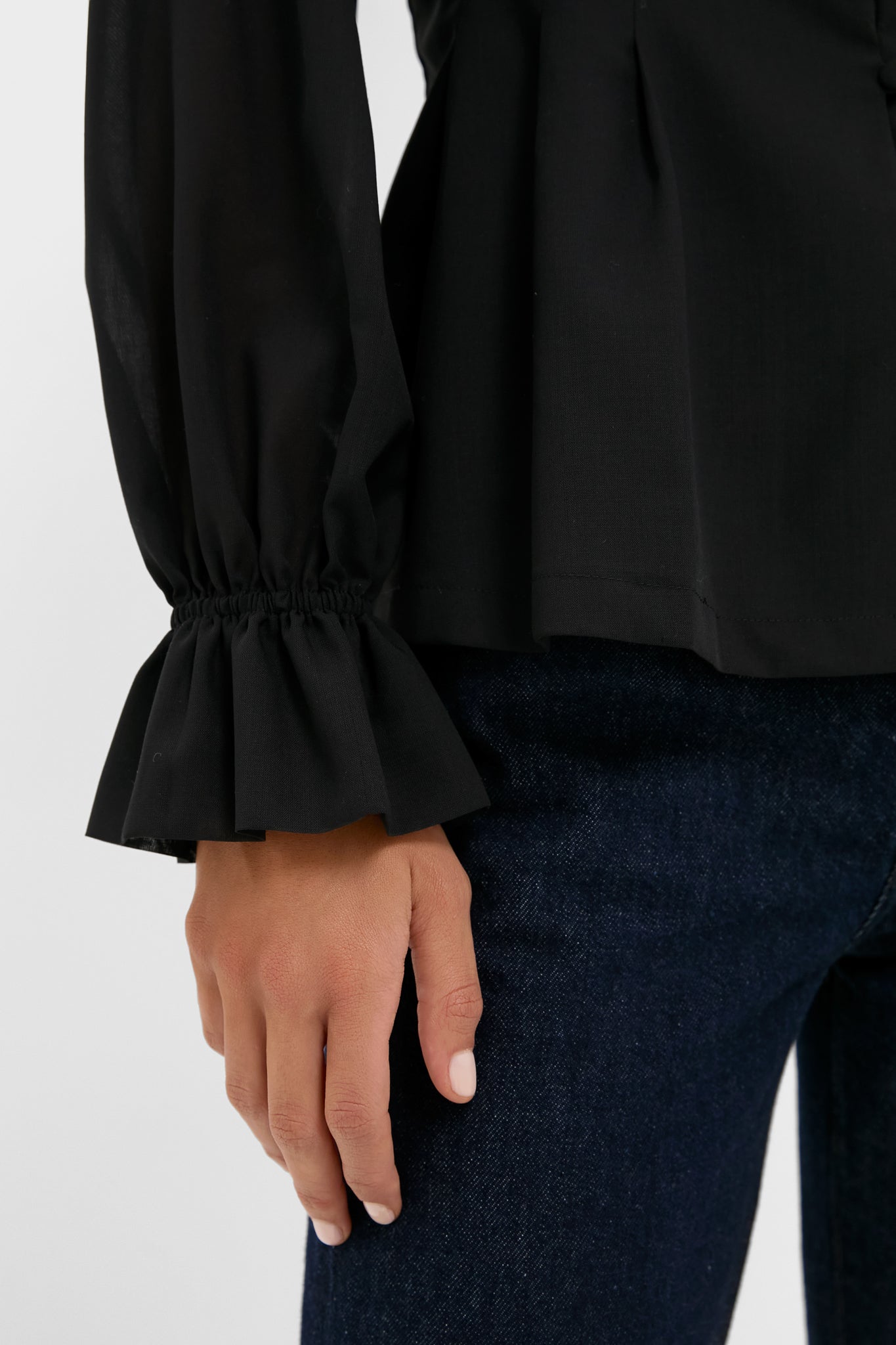 Black Wool Chiffon Madison Blouse