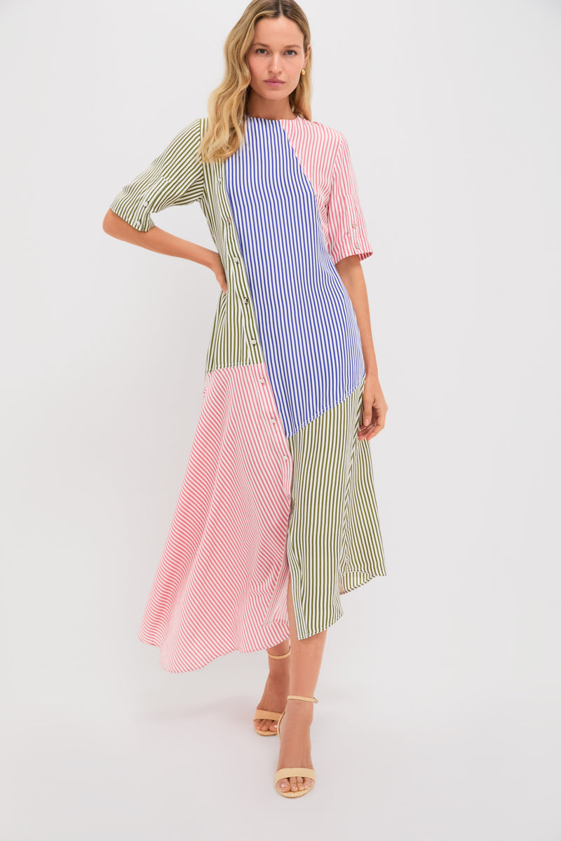 Linear Cobalt Matcha Salmon Infinity Dress