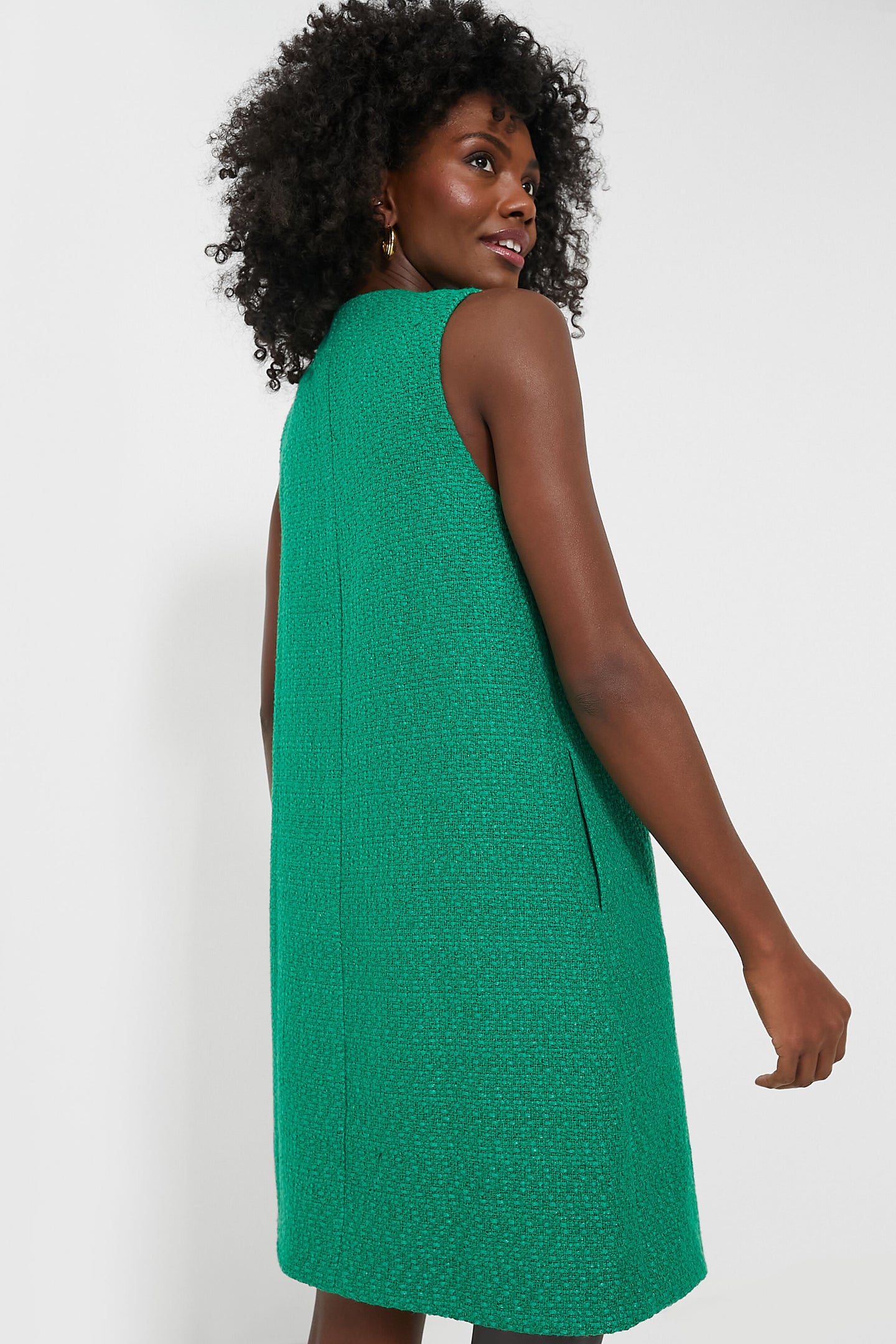 Emerald Green Tweed Bianca Dress