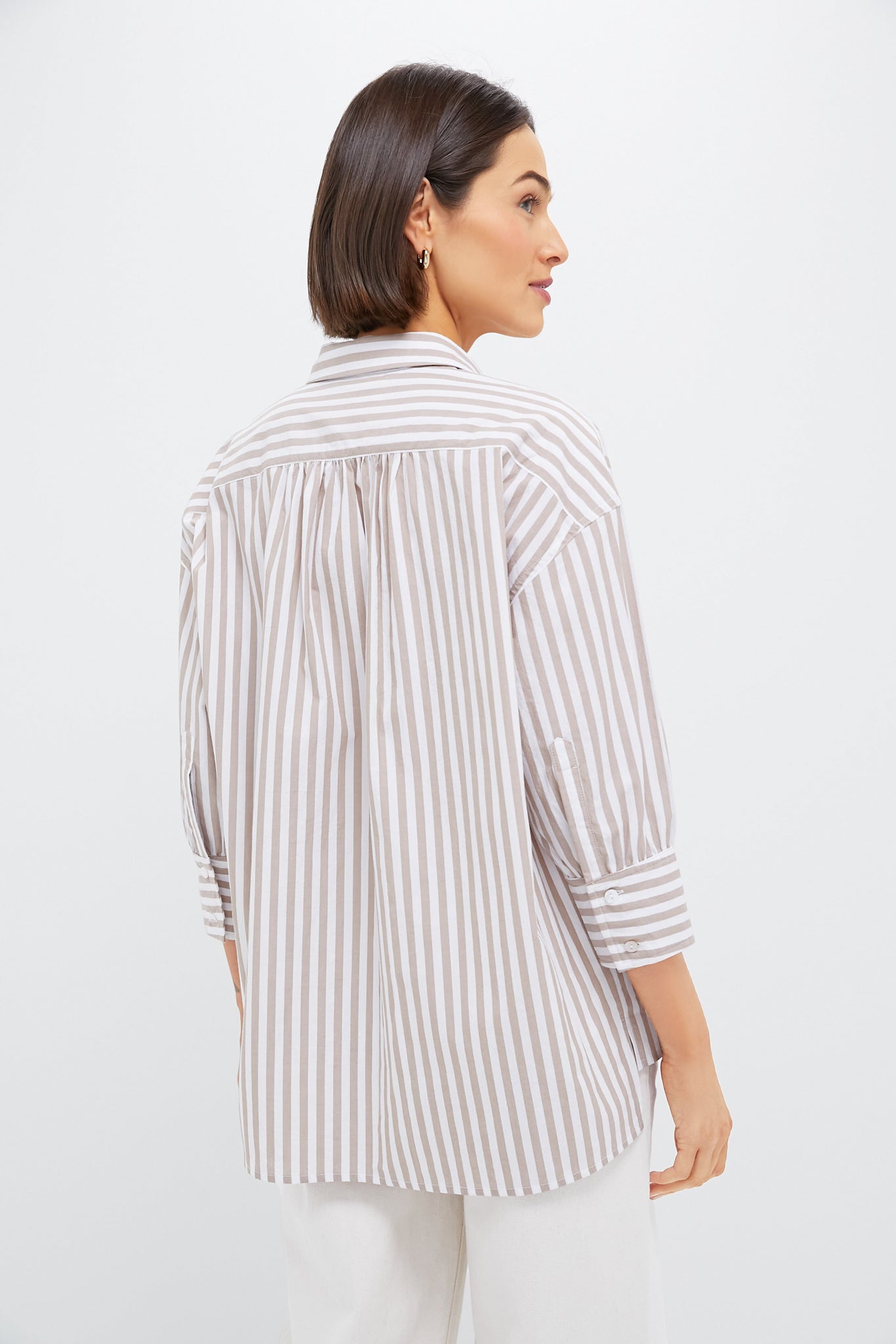 Tan Stripe Adair Boyfriend Shirt