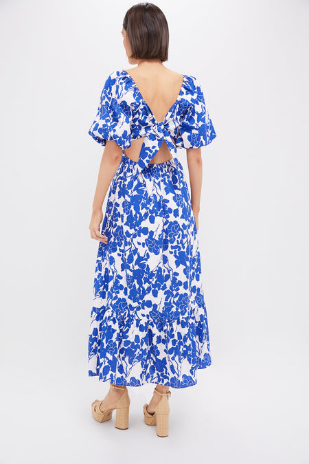 Blue Floral Seaport Midi Dress