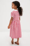 Candy Cane Stripe Smocked Dress: A classic red and white striped dress with festive embroidery and puffed sleeves, perfect for an effortless, fun, high-end holiday look.