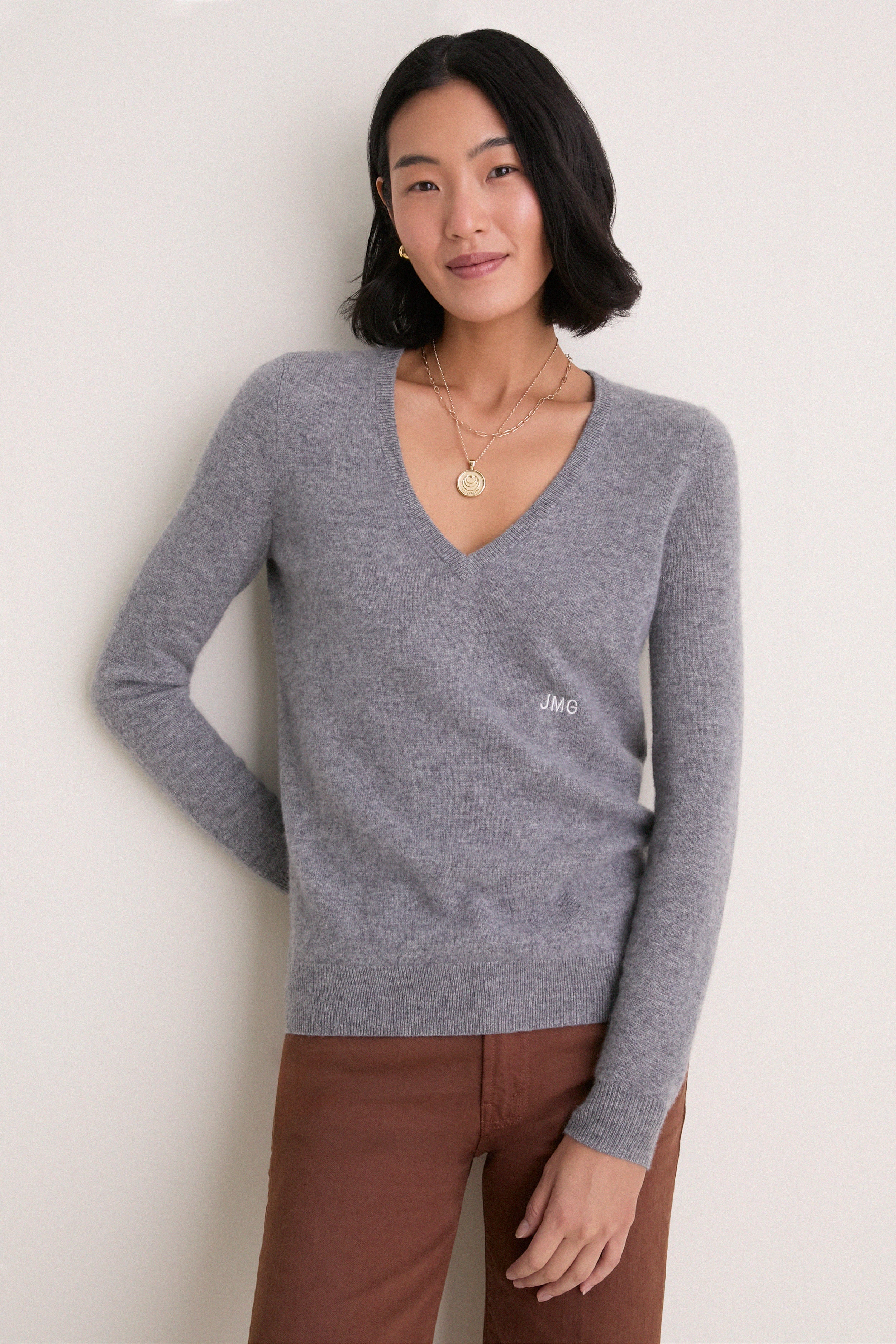 Gray Cashmere Katherine V-Neck Sweater | Tuckernuck
