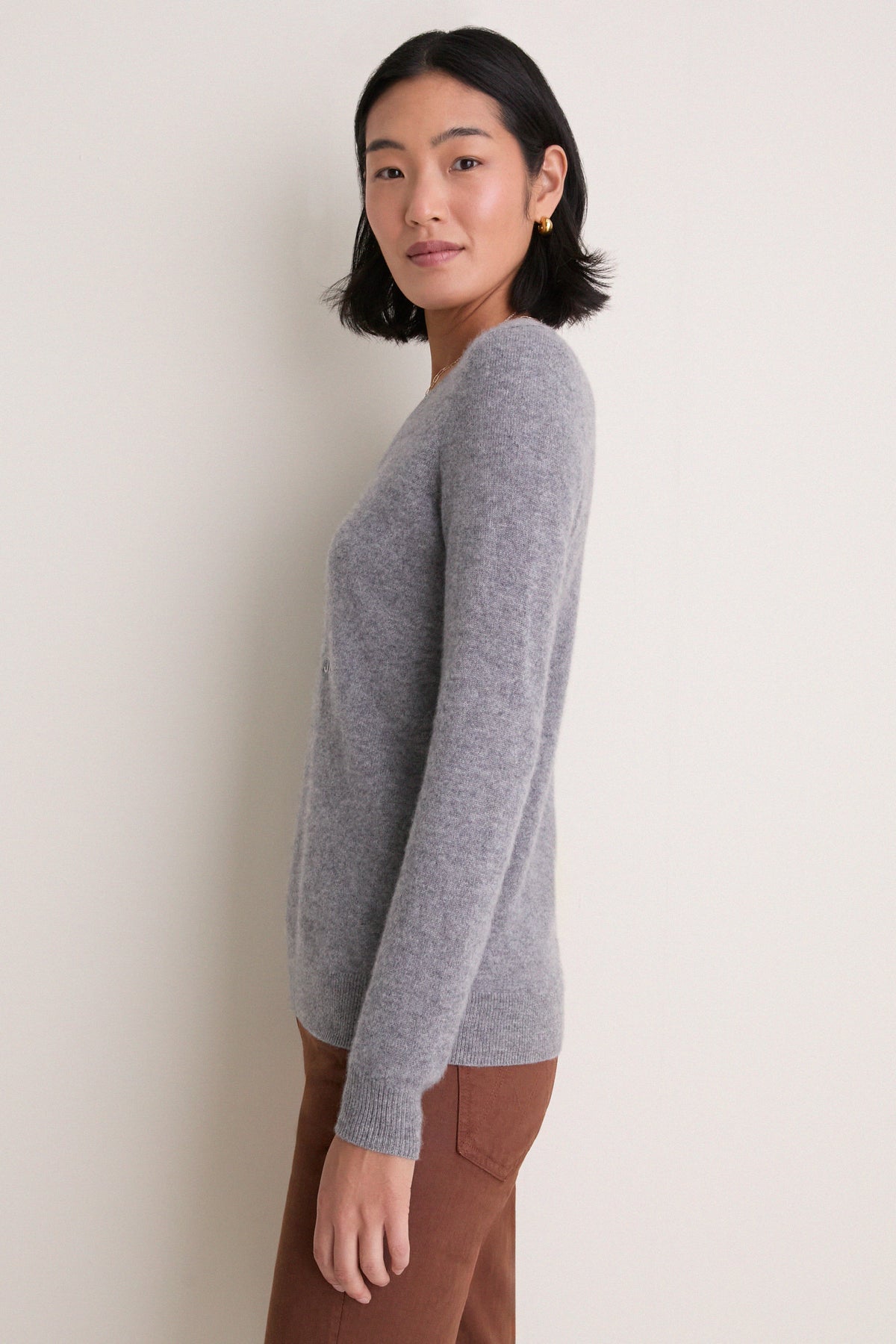 Gray Cashmere Katherine V-Neck Sweater
