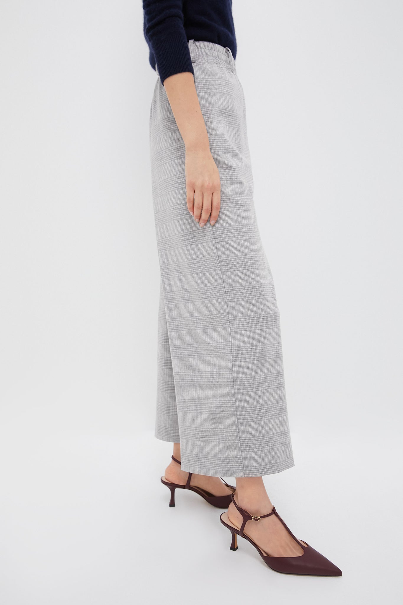 Gray Plaid Cropped Flare Carlton Pants | Tuckernuck