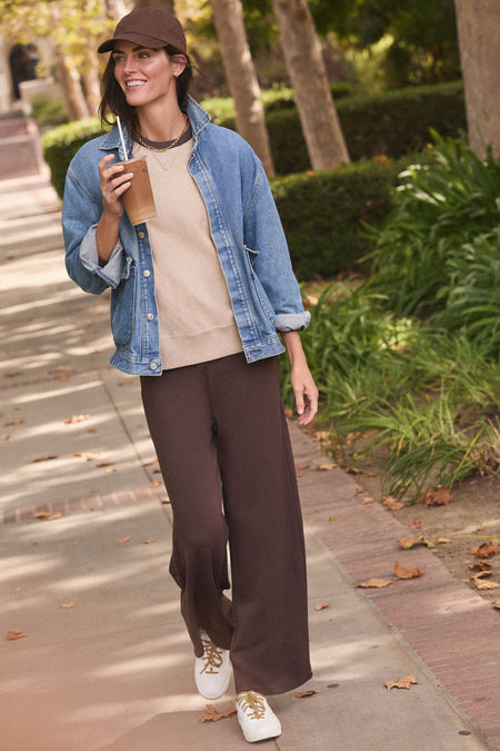 Chocolate Brown Wide Leg Comfort Stretch Finn Pants