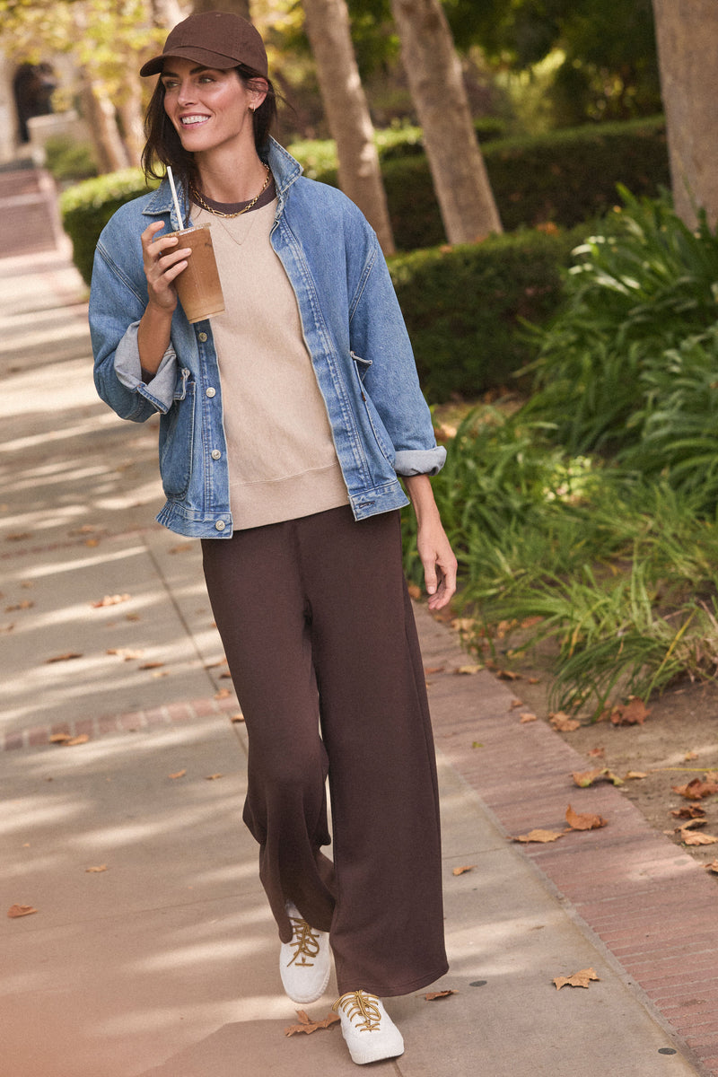 Chocolate Brown Wide Leg Comfort Stretch Finn Pants