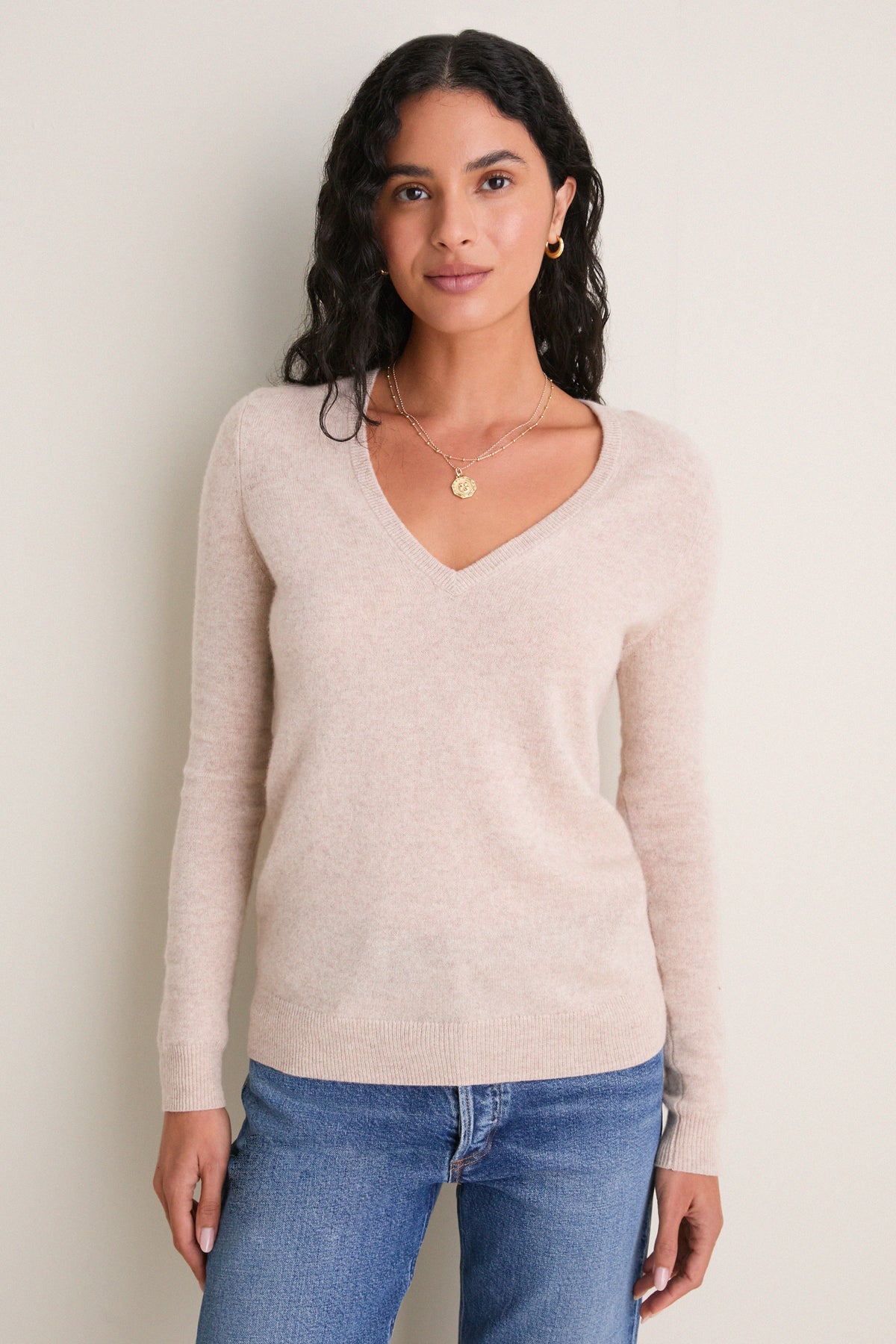 Sandstone Cashmere Katherine V-Neck Sweater