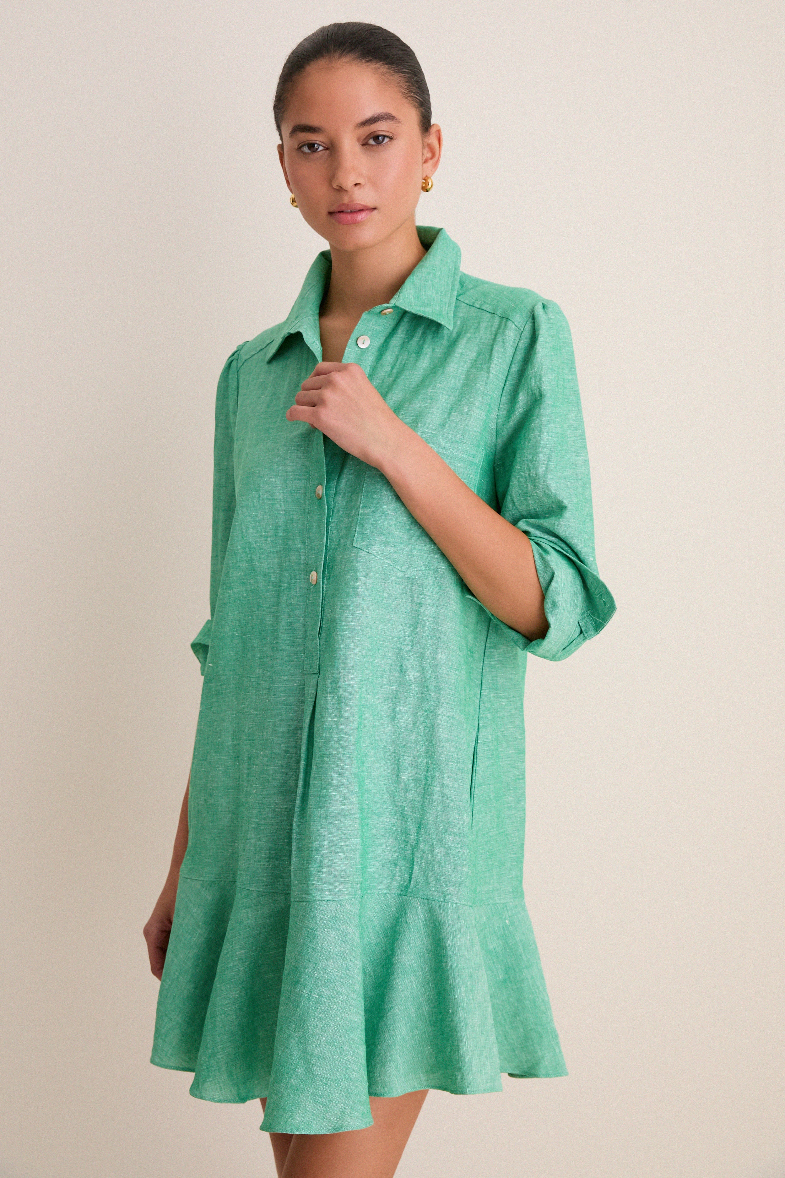 Sea Green Callahan Shirt Dress Tuckernuck Sea Green / XXL
