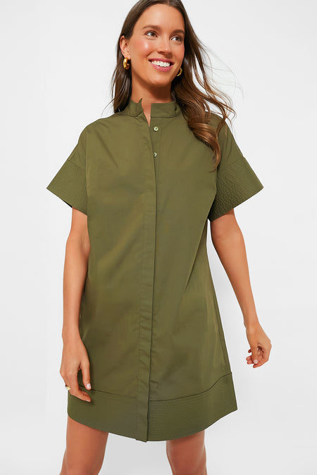 Olive Green Trapunto Stitch Sofia Shirt Dress Tuckernuck