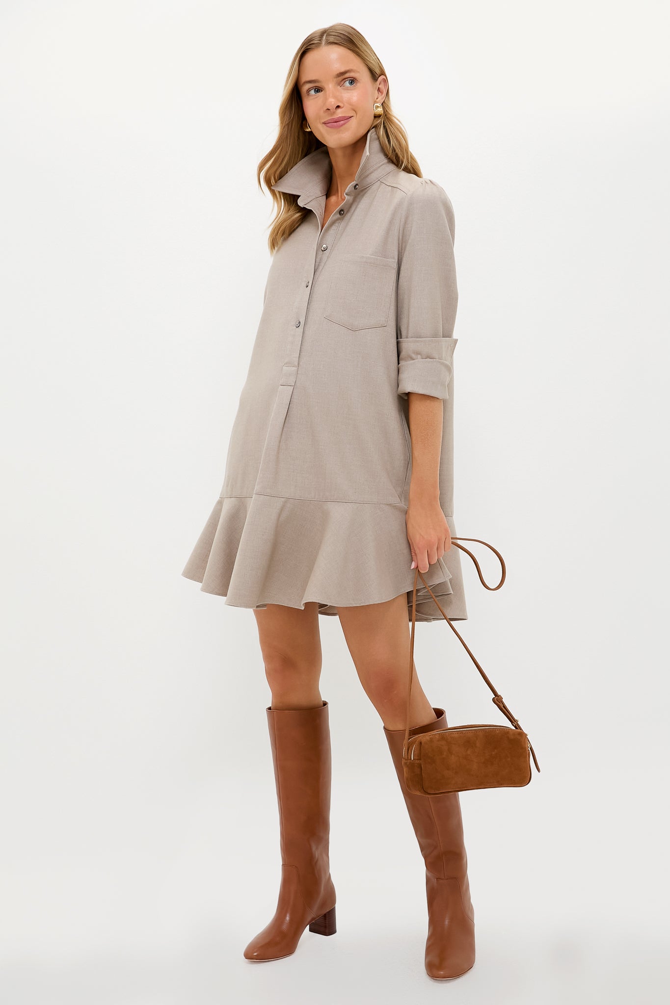 Cognac Suede Mini Trousse