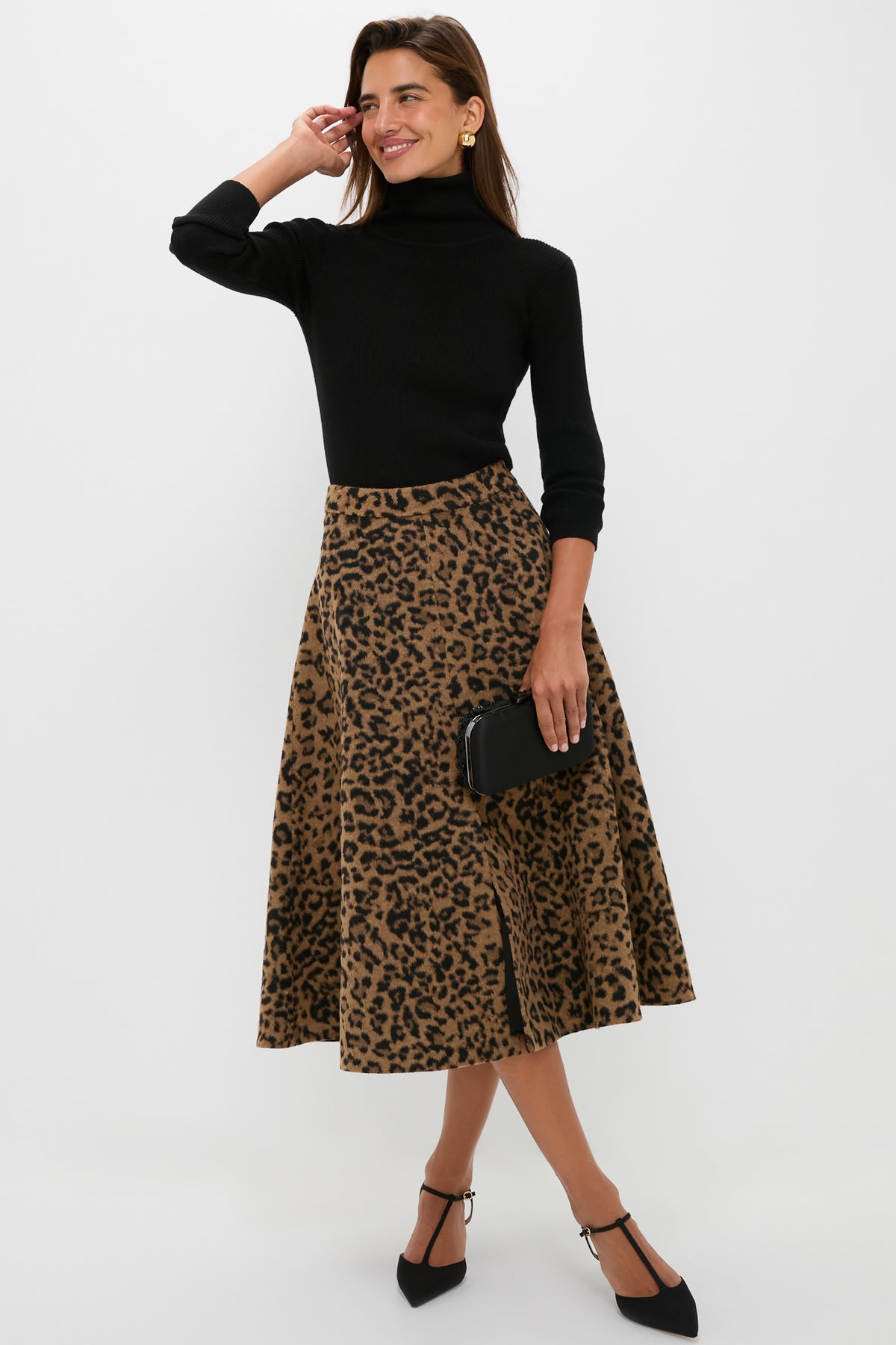 Leopard Brushed Wool Andrea Circle Skirt