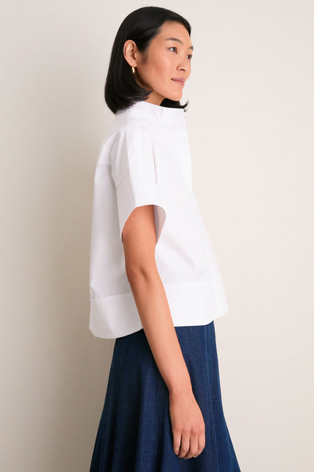 White Trapunto Stitch Sofia Shirt