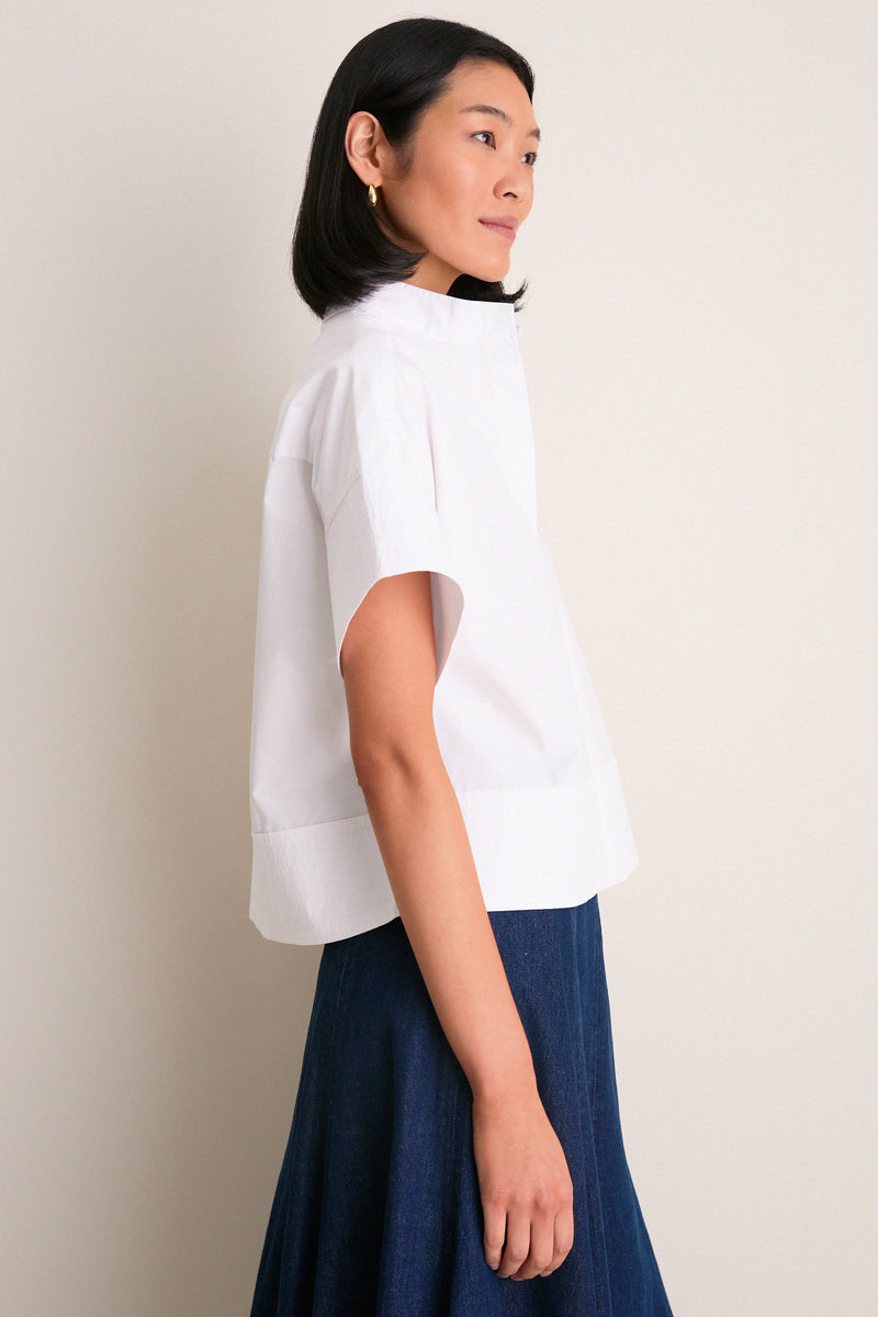 White Trapunto Stitch Sofia Shirt