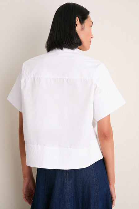 White Trapunto Stitch Sofia Shirt