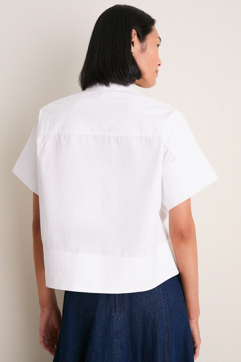 White Trapunto Stitch Sofia Shirt