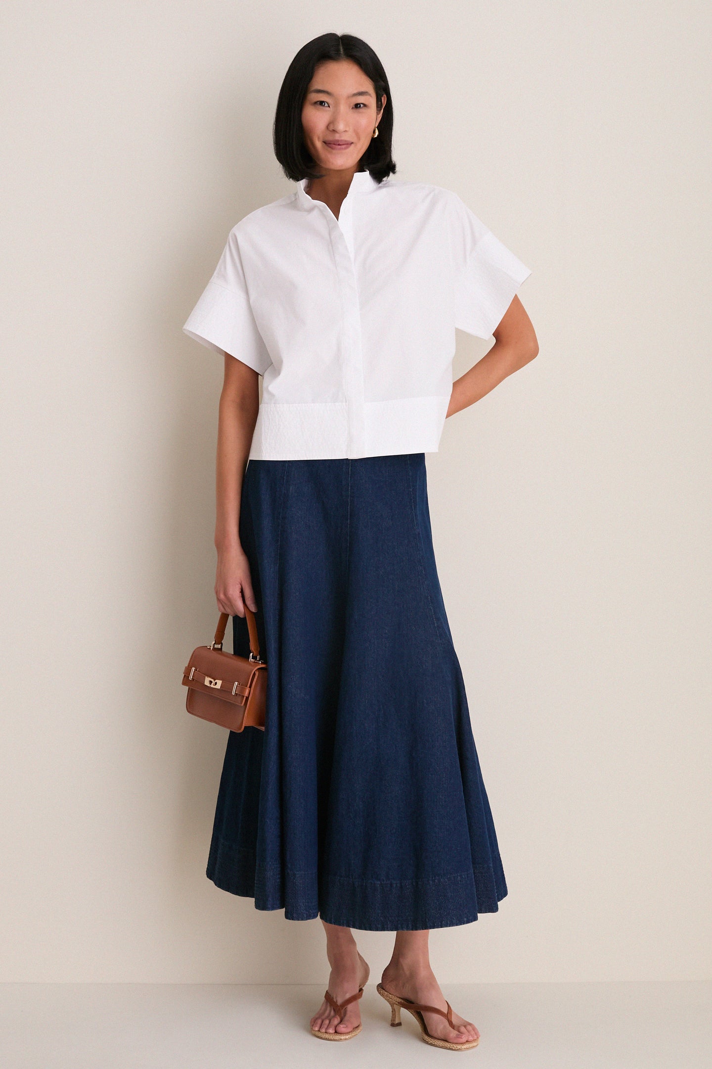 White Trapunto Stitch Sofia Shirt