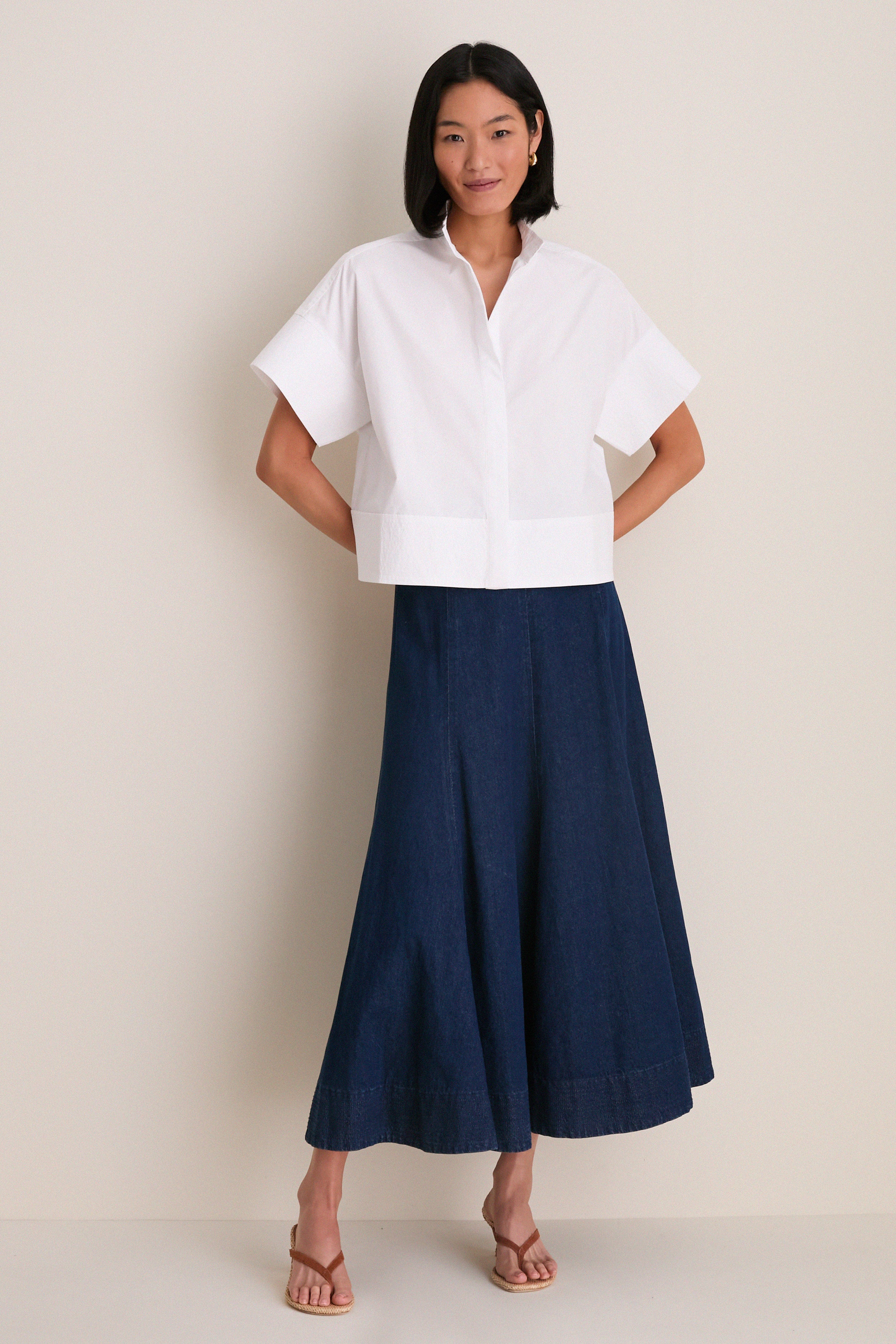 White Trapunto Stitch Sofia Shirt | Tuckernuck