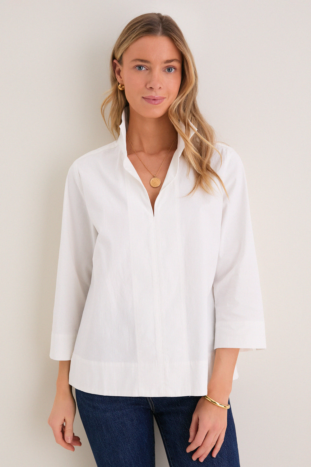 Tuckernuck White Margot Stand Collar Blouse White / L Tuckernuck White Margot Stand Collar Blouse White / L