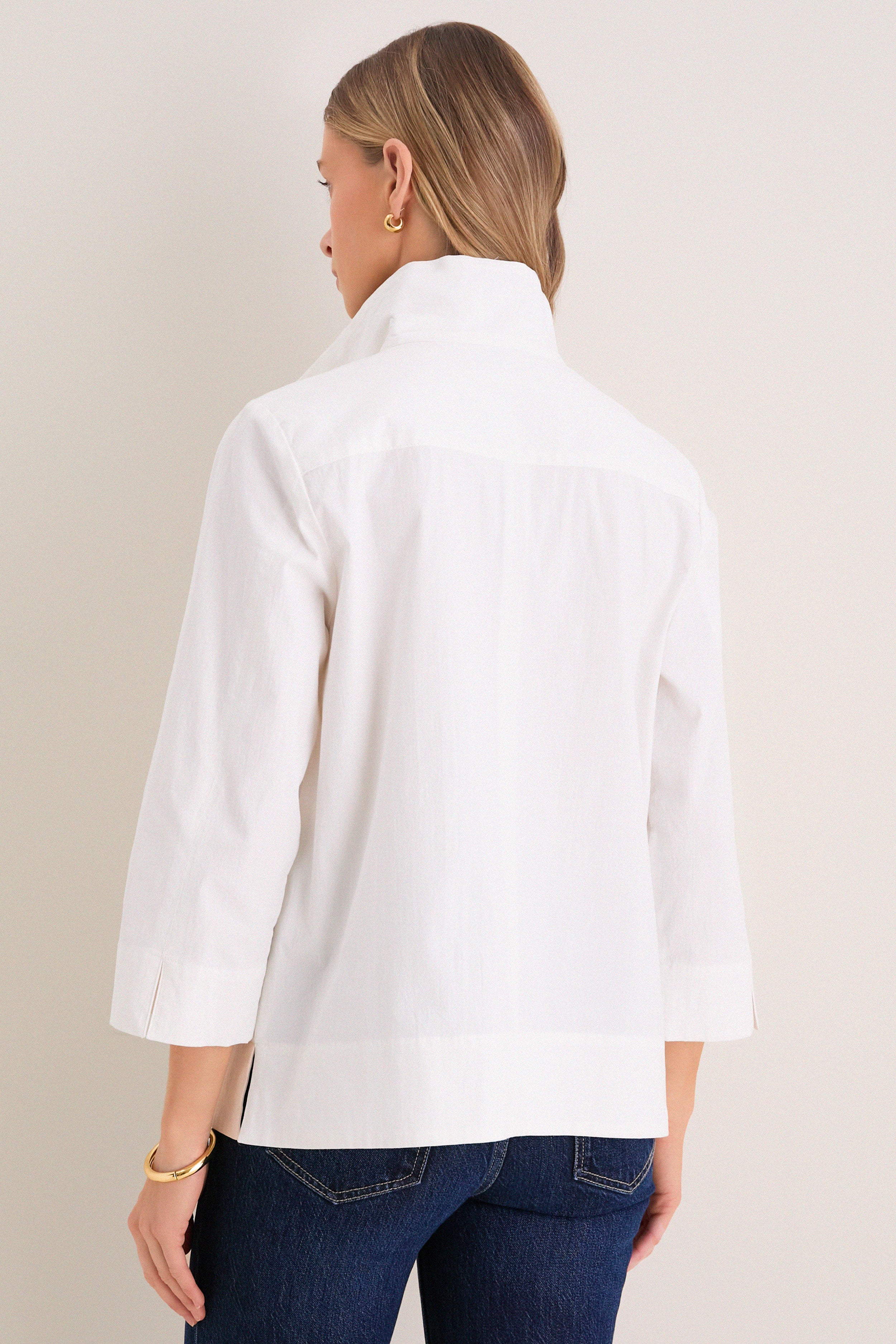 White Margot Stand Collar Blouse | Tuckernuck