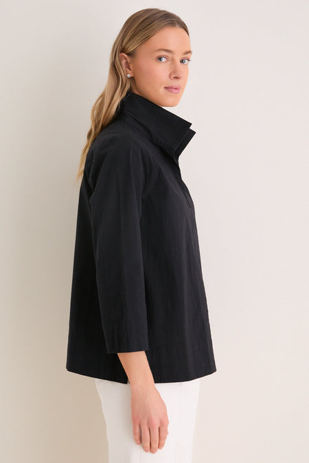 Black Margot Stand Collar Blouse