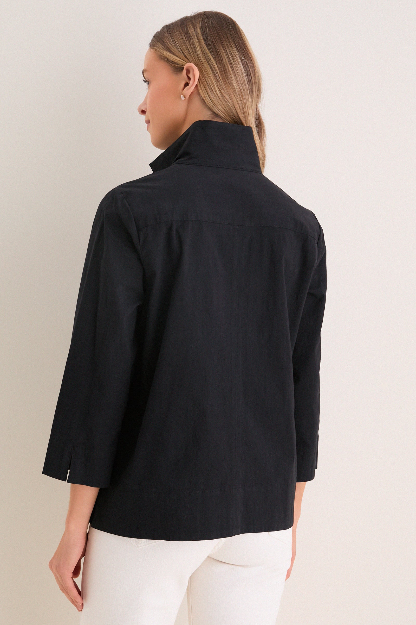 Black Margot Stand Collar Blouse