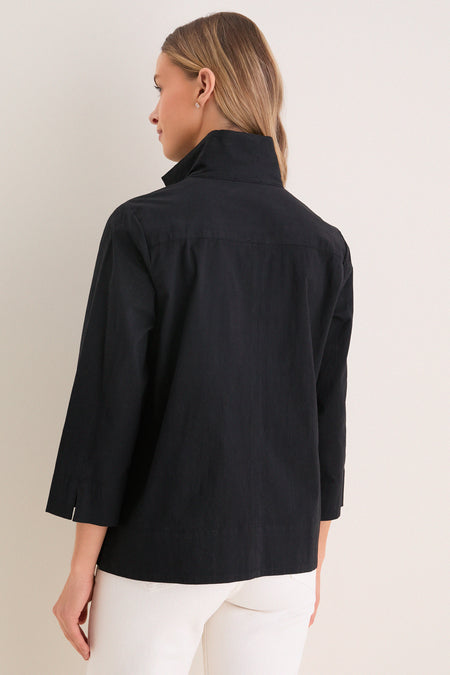 Black Margot Stand Collar Blouse