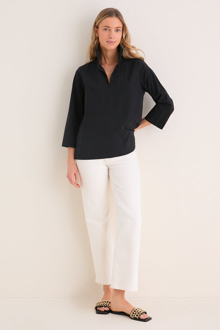 Black Margot Stand Collar Blouse