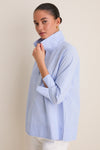 Blue Margot Stand Collar Blouse