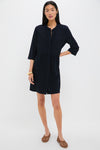 Navy Crepe Royal Shirt Dress