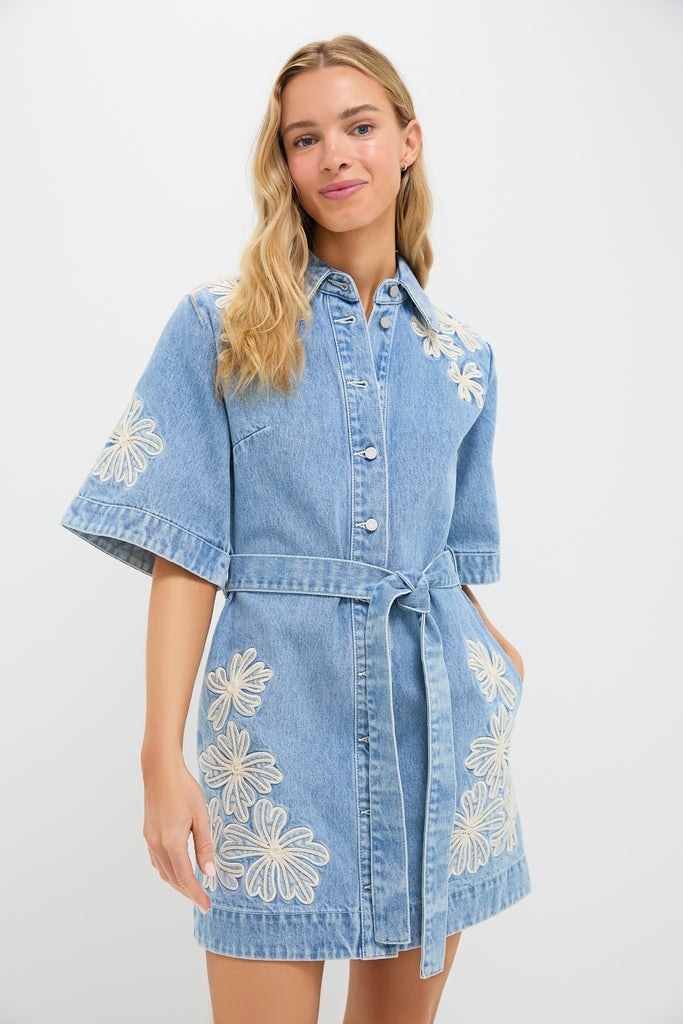 Light Wash Charlene Denim Mini Dress | Alemais Light Wash Charlene Denim Mini Dress | Alemais