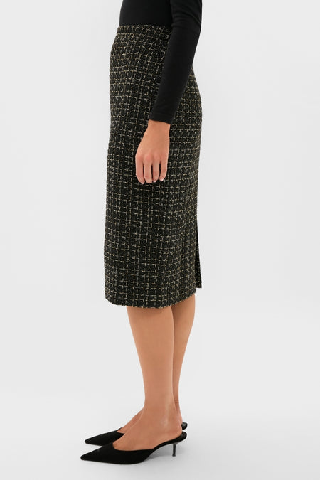 Black and Gold Leslie Midi Skirt