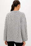 Gray Patchwork Cable Marks Sweater