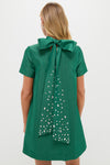 Green Taffeta Embellished Ashton Bow Dress