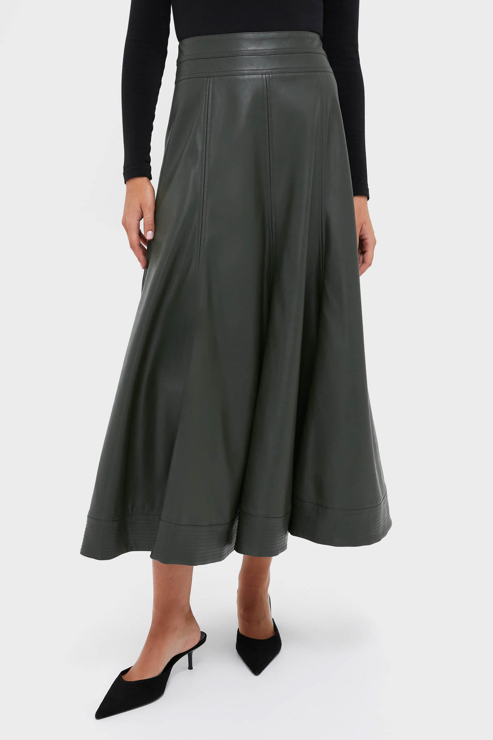 Dark Hunter Green Leather Brynn Skirt