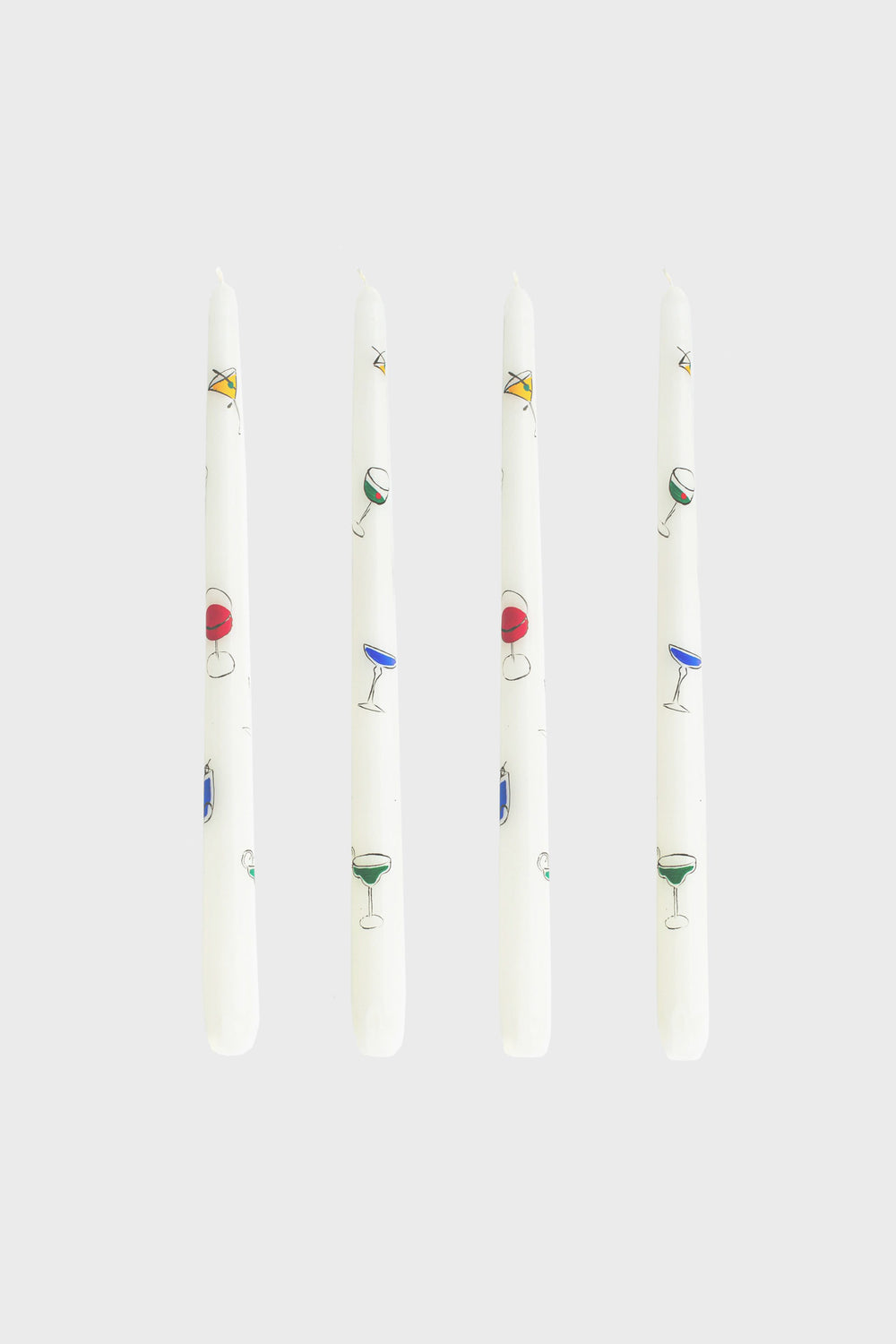 Cocktails Hand-Painted Taper Candles (Set of 4)