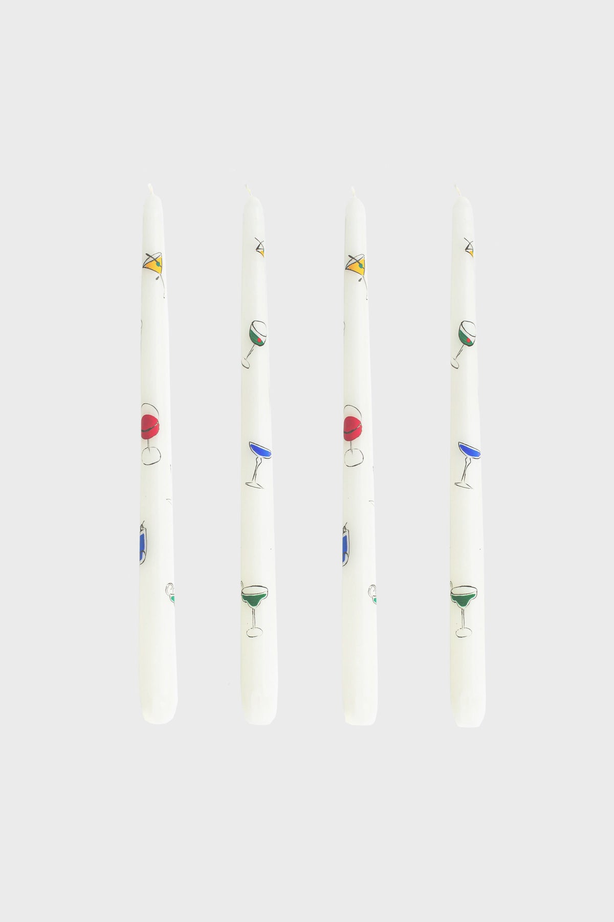 Cocktails Hand-Painted Taper Candles (Set of 4)