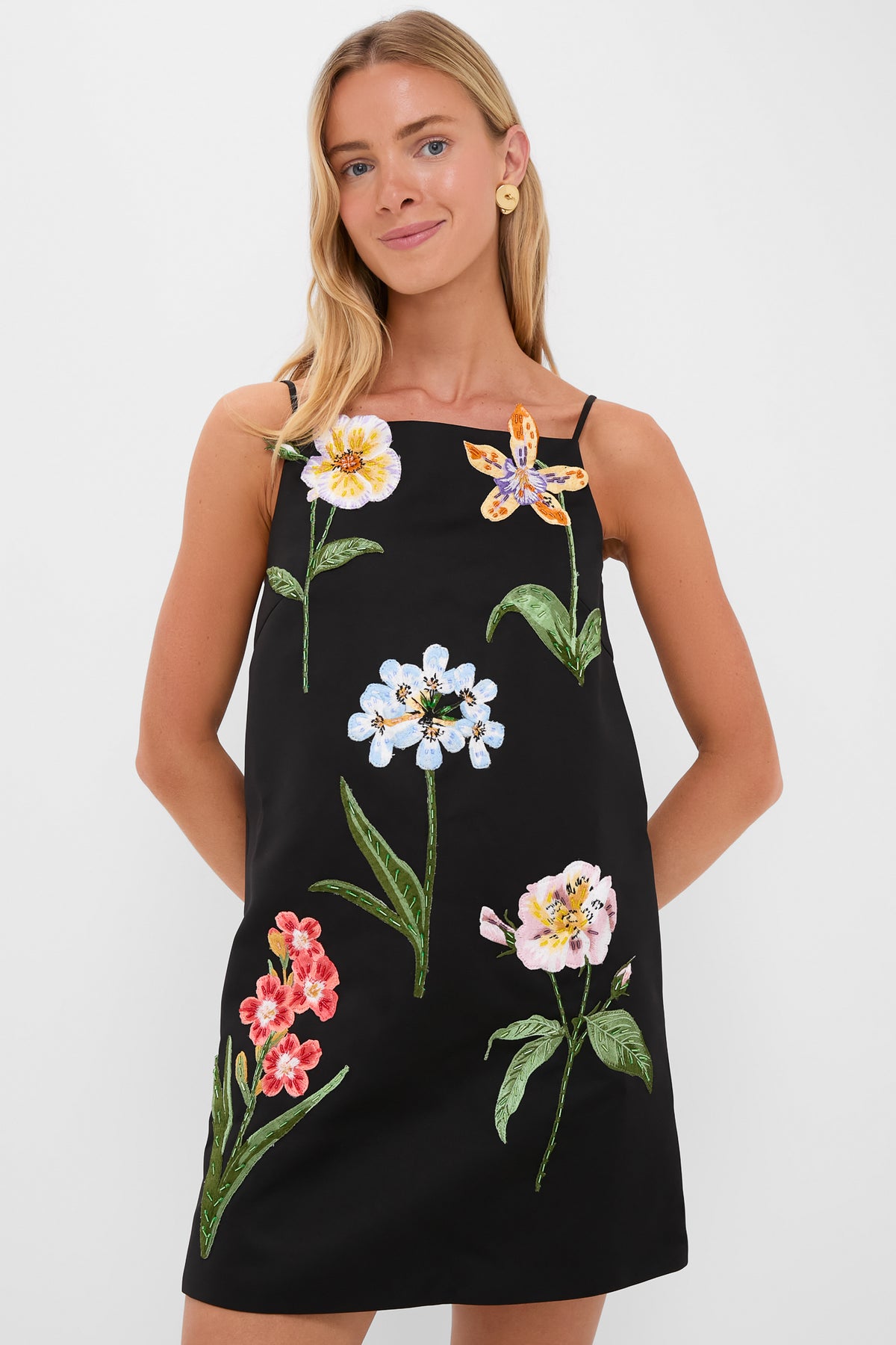 Ebony Botanical Print Leia Embroidery Mini Dress | Leo Lin Ebony Botanical Print Leia Embroidery Mini Dress | Leo Lin