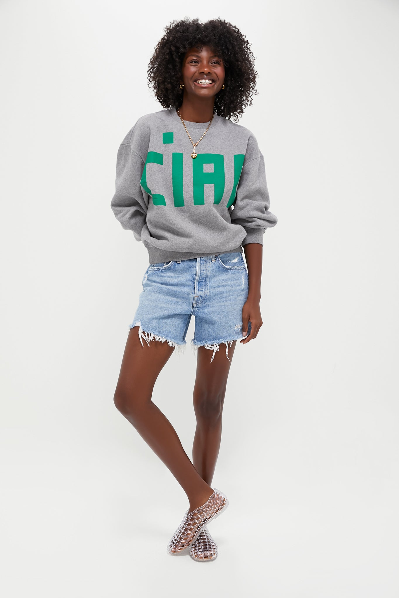 Grey Melange Oversized Sweatshirt