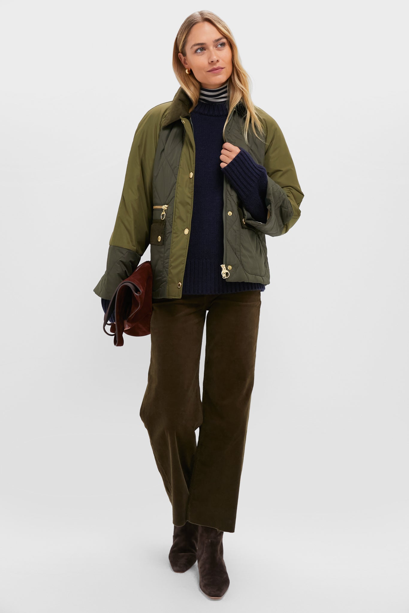 Olive and Dark Moss Martha Quilted Jacket