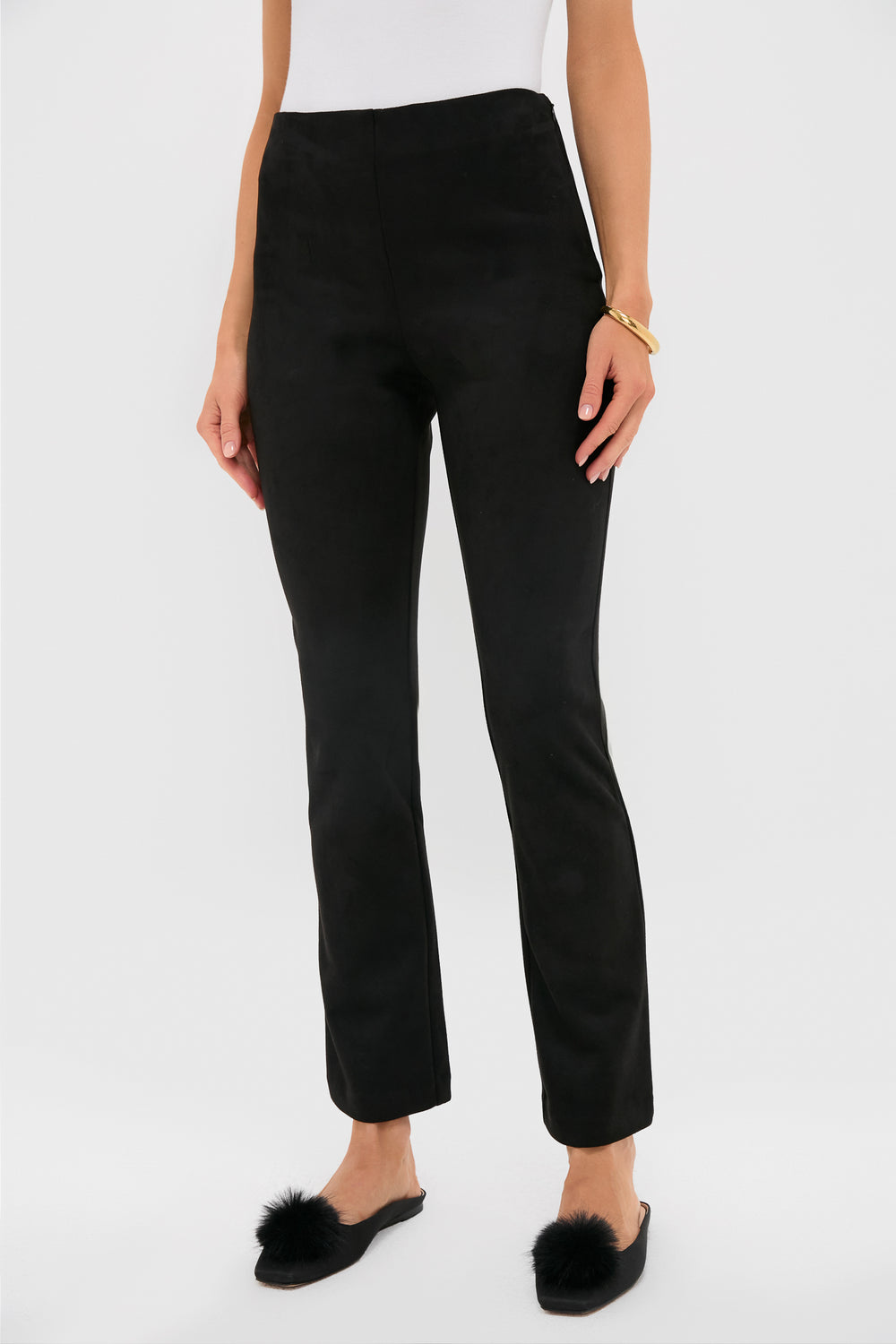 Black Vegan Suede Long Ashford Pants