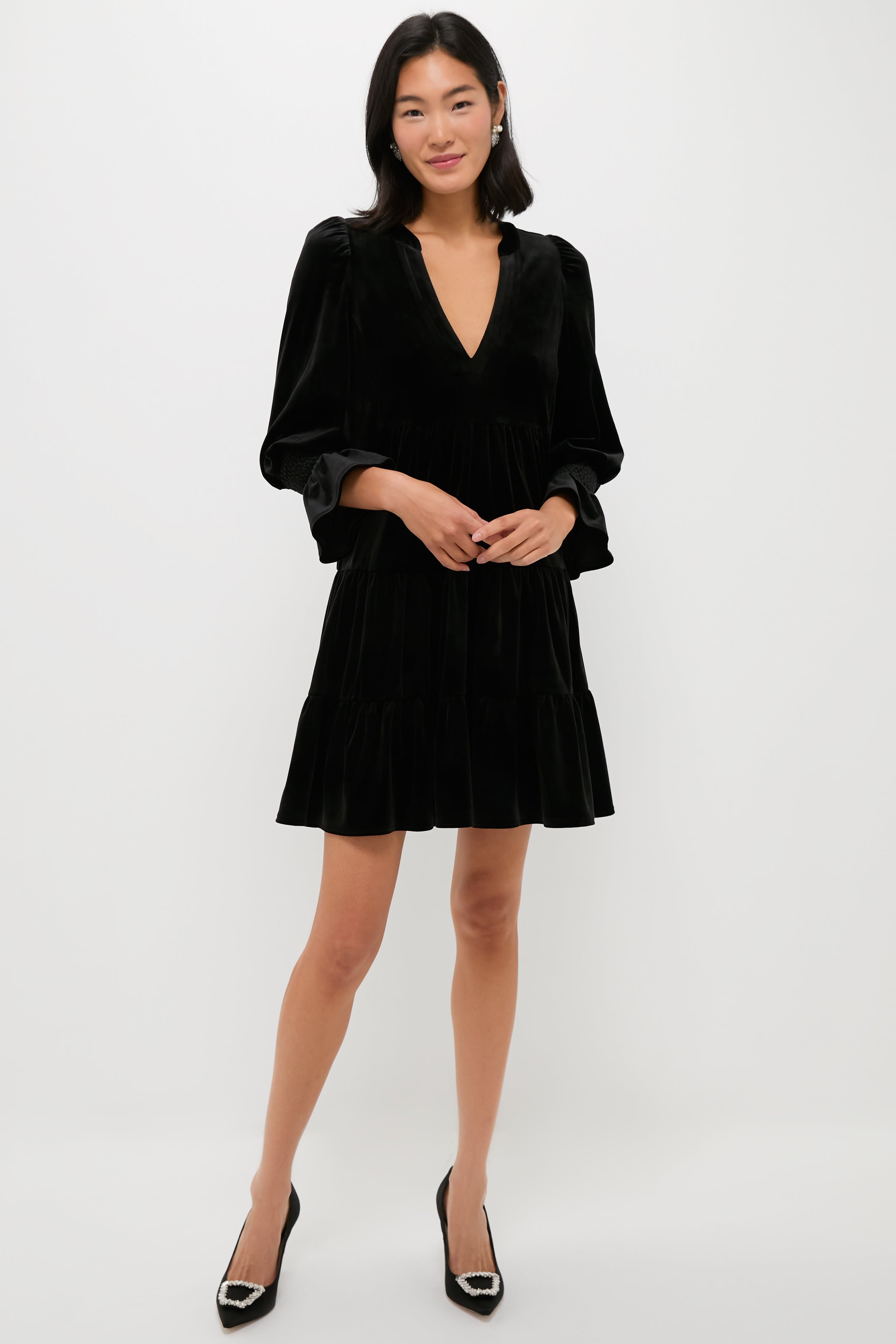 新品未使用ウノアVelour-Little black dressサイズM □【Glossy-cord strap-】Velour-Little black dress- - Balletwear