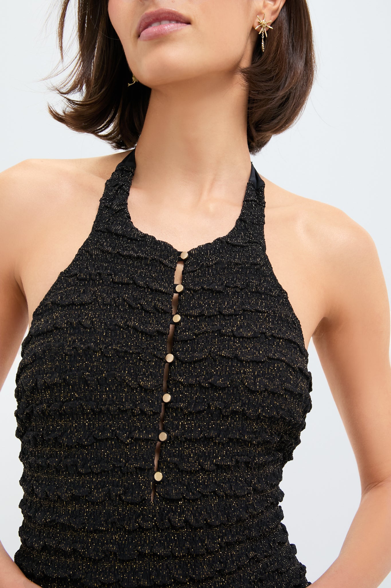 Black Lurex Starry Nights Jacquard Raphaelle One Piece