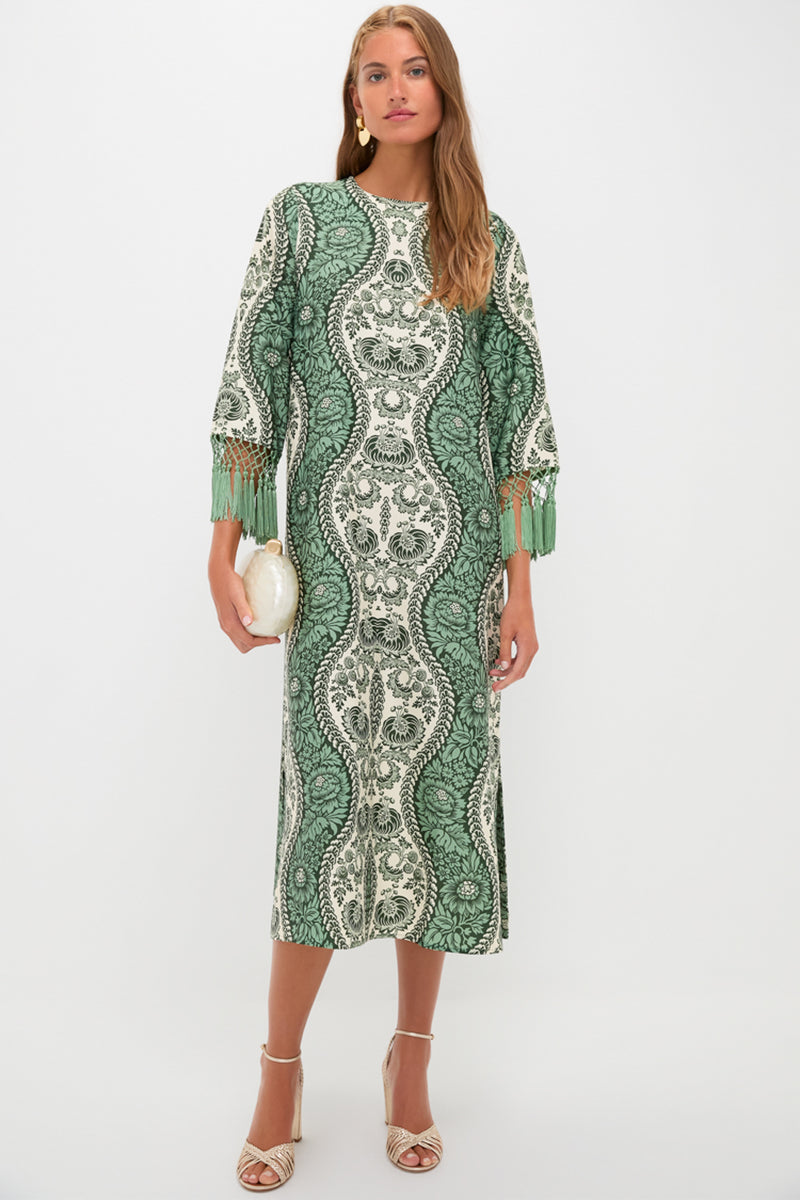 Emerald Mirasol Wave Fringe Sleeve Jamie Dress