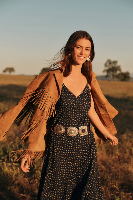 Maple Nappa Cow Roughout Leather Skin Coat