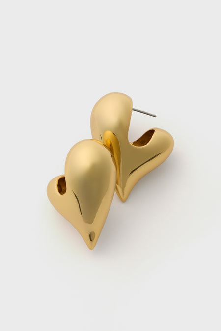 High Polish Gold Art Heart Earrings