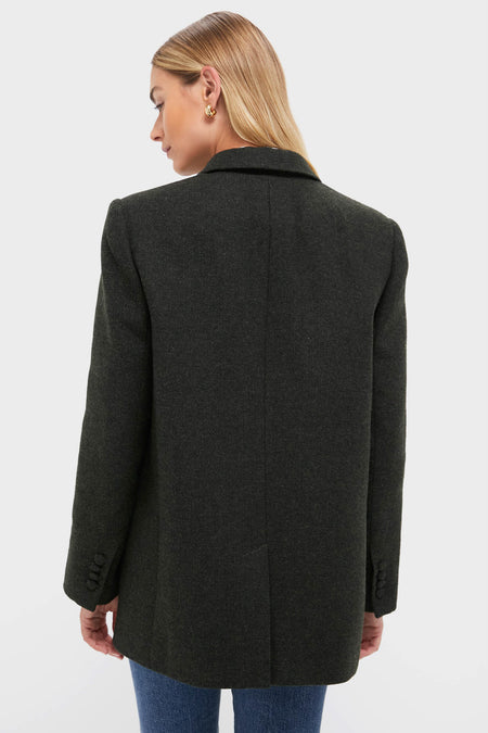 Hunter Green Tweed Herringbone Leo Blazer