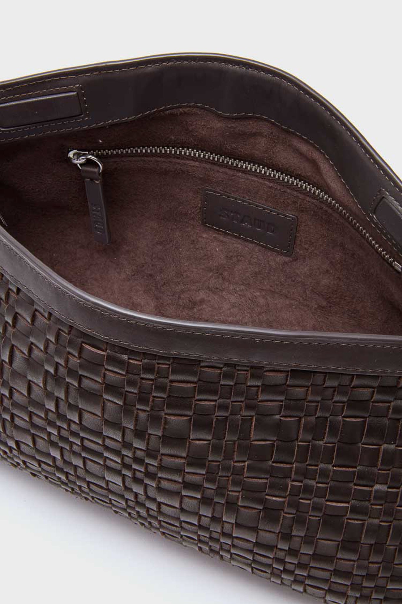 Espresso Woven Maude Soft Clutch | STAUD