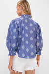 Exclusive Chatham Blue Ruffle Front Blouse