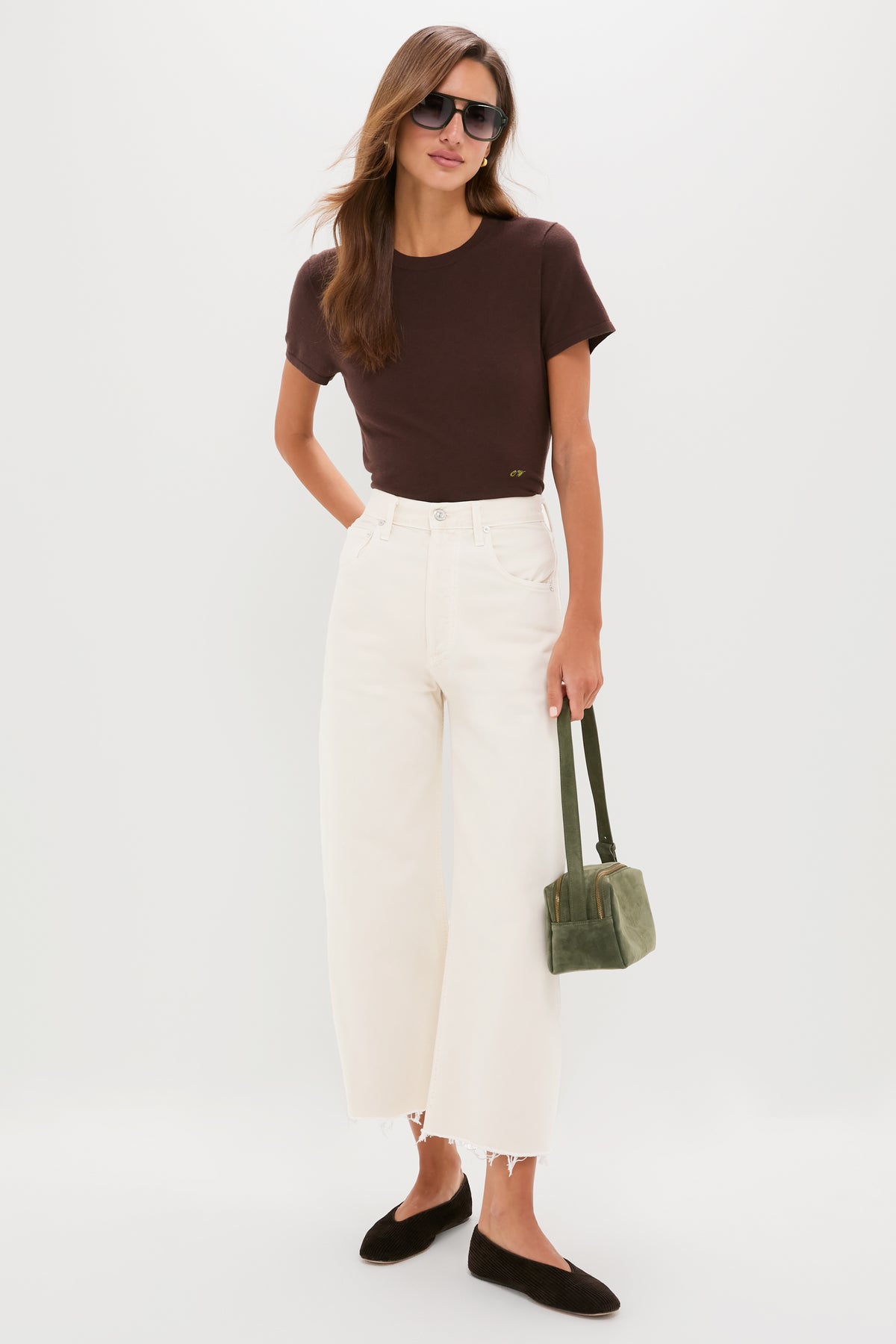 Almondette Ayla Raw Hem Crop